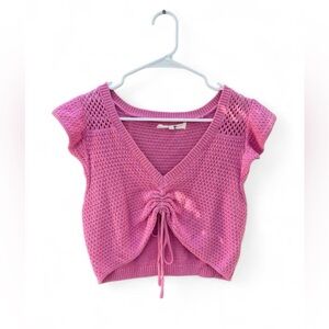 Madden NYC Hot Pink Knit Ruched Crop Top – Size L